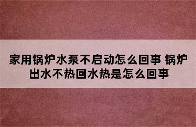 家用锅炉水泵不启动怎么回事 锅炉出水不热回水热是怎么回事